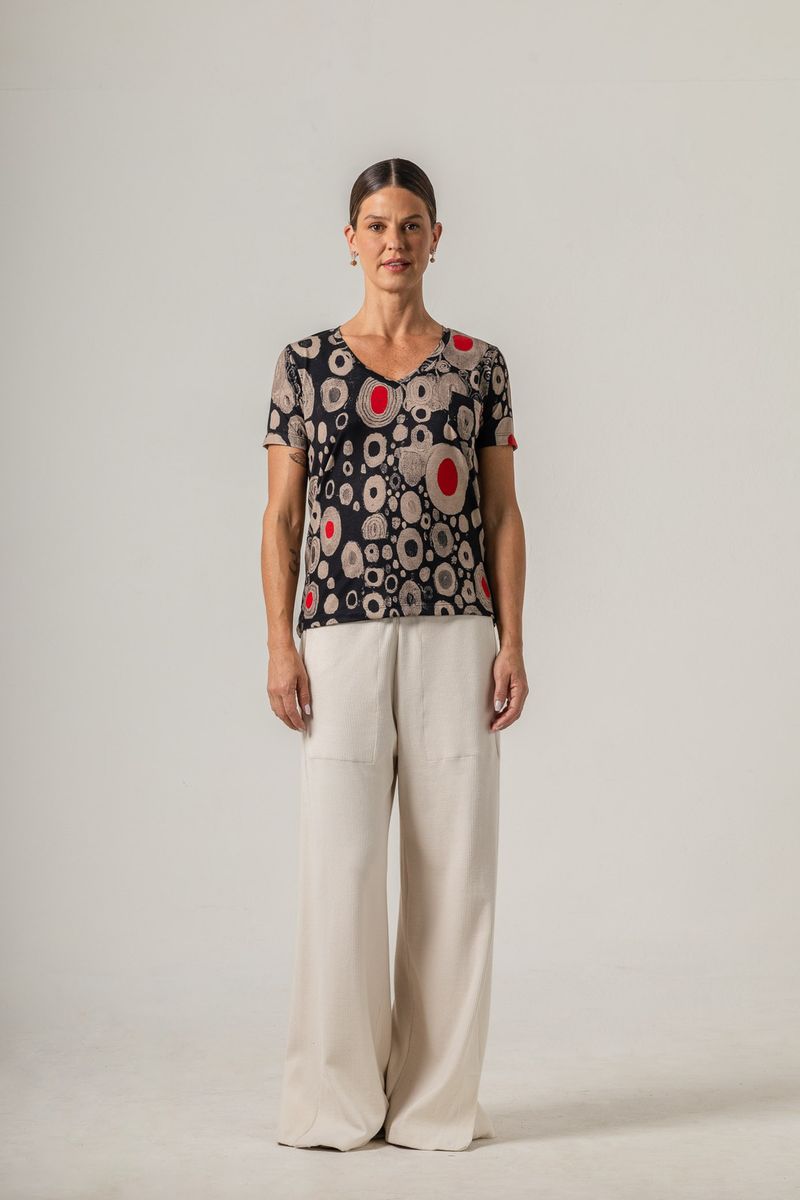 Blusa de Malha Baby look com bolso Klimt Moma Poa Black