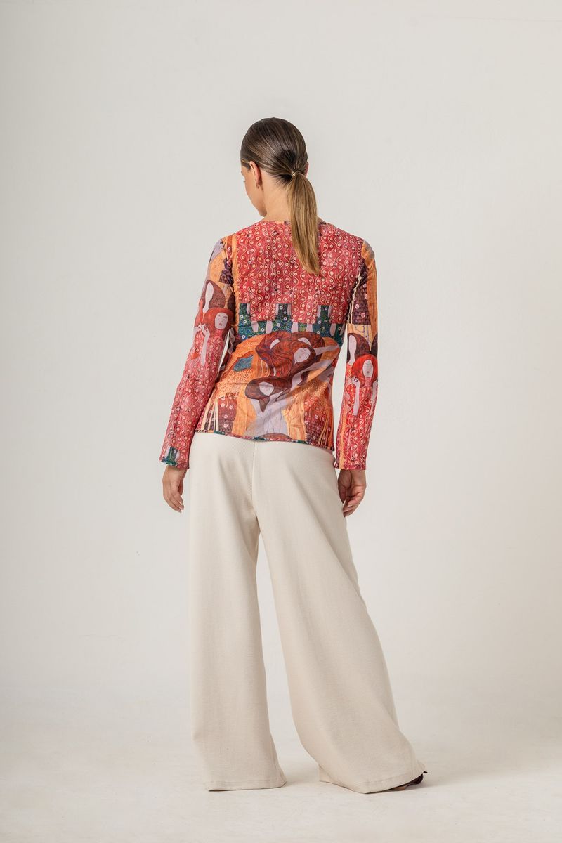 Blusa de Tule Manga Longa Klimt Beethoven