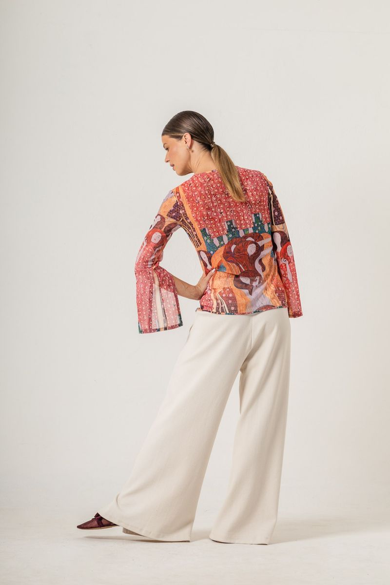 Blusa de Tule Manga Longa Klimt Beethoven