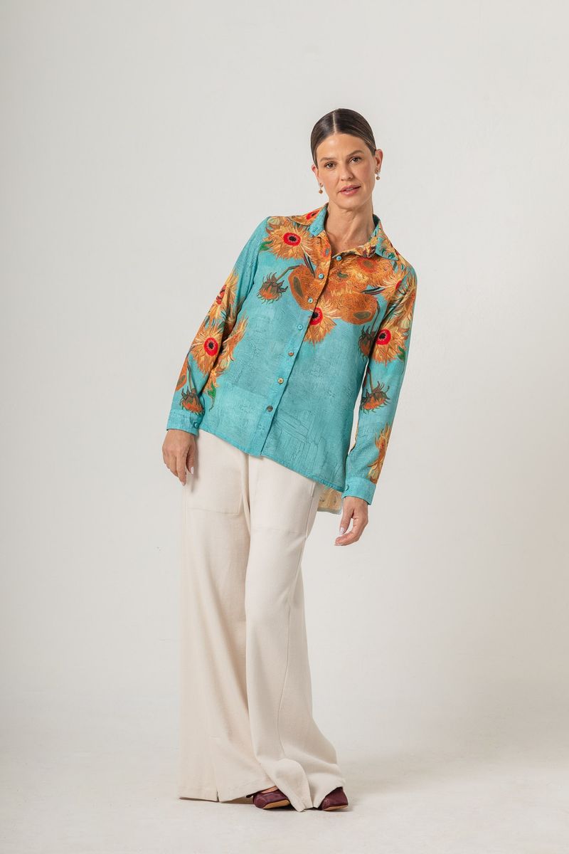 Camisa estampada Van Gogh Sunflowers