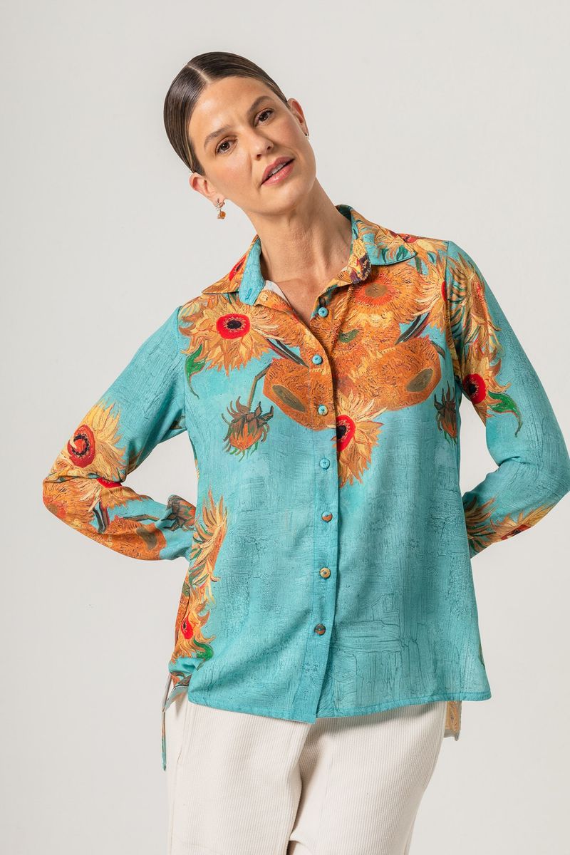 Camisa estampada Van Gogh Sunflowers