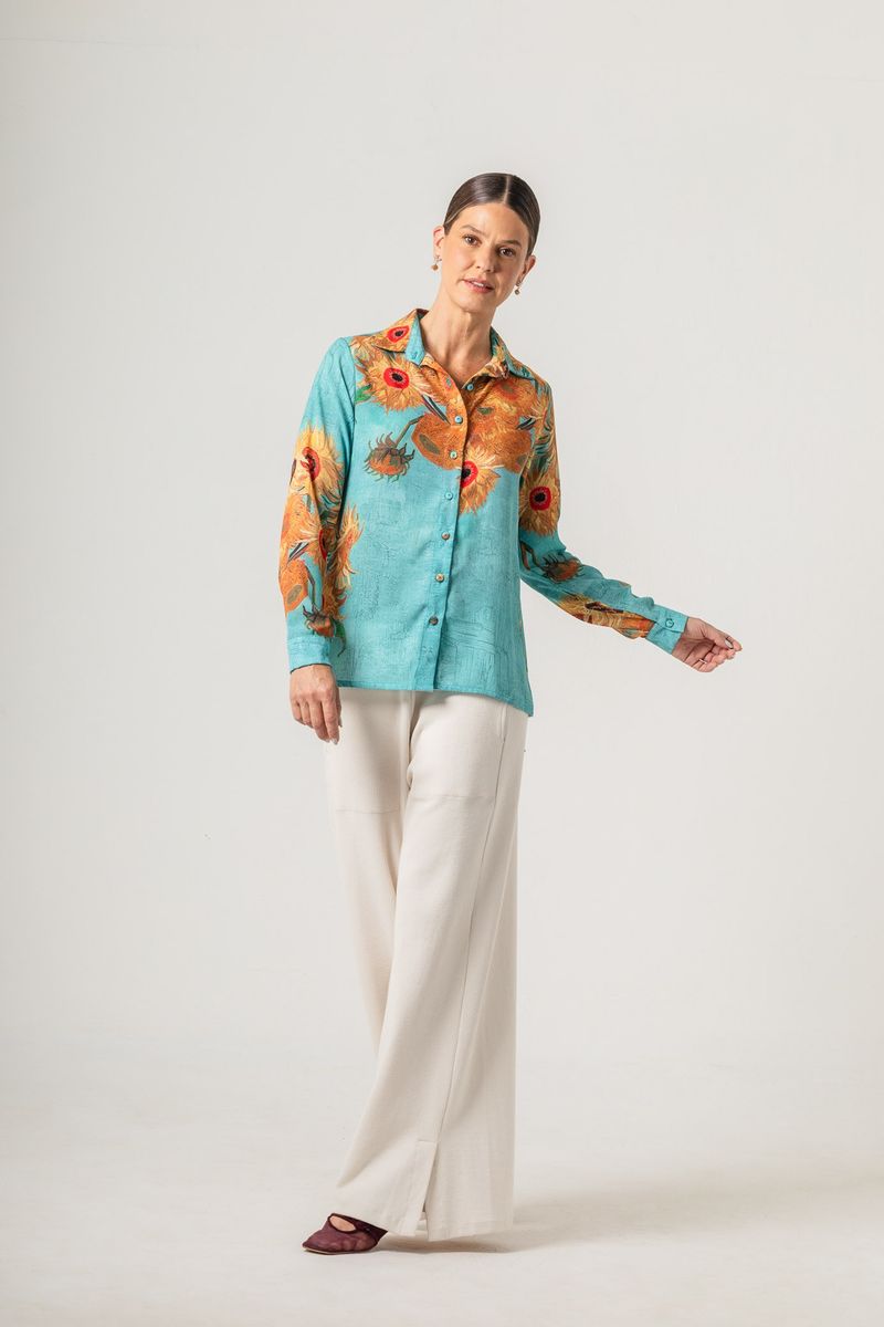 Camisa estampada Van Gogh Sunflowers