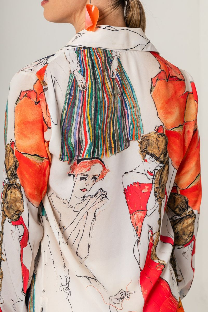 Camisa estampada Mulheres E.Schiele C