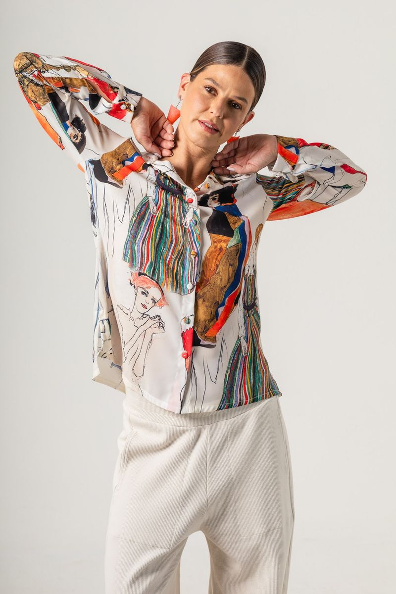 Camisa estampada Mulheres E.Schiele C