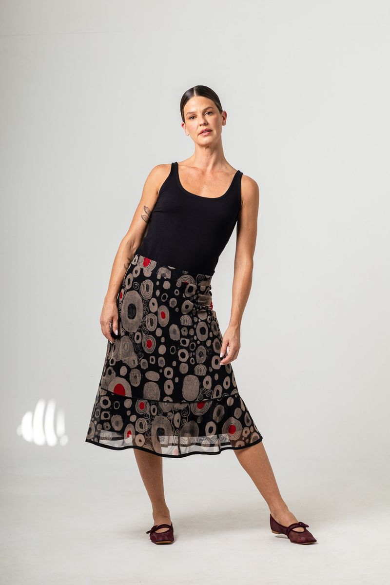 Saia Midi de tule Klimt Moma Poa Black
