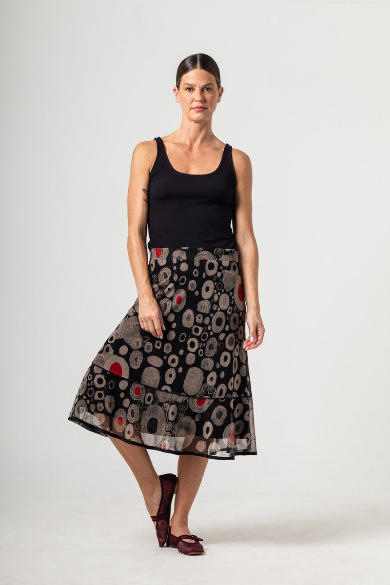 Saia Midi de tule Klimt Moma Poa Black