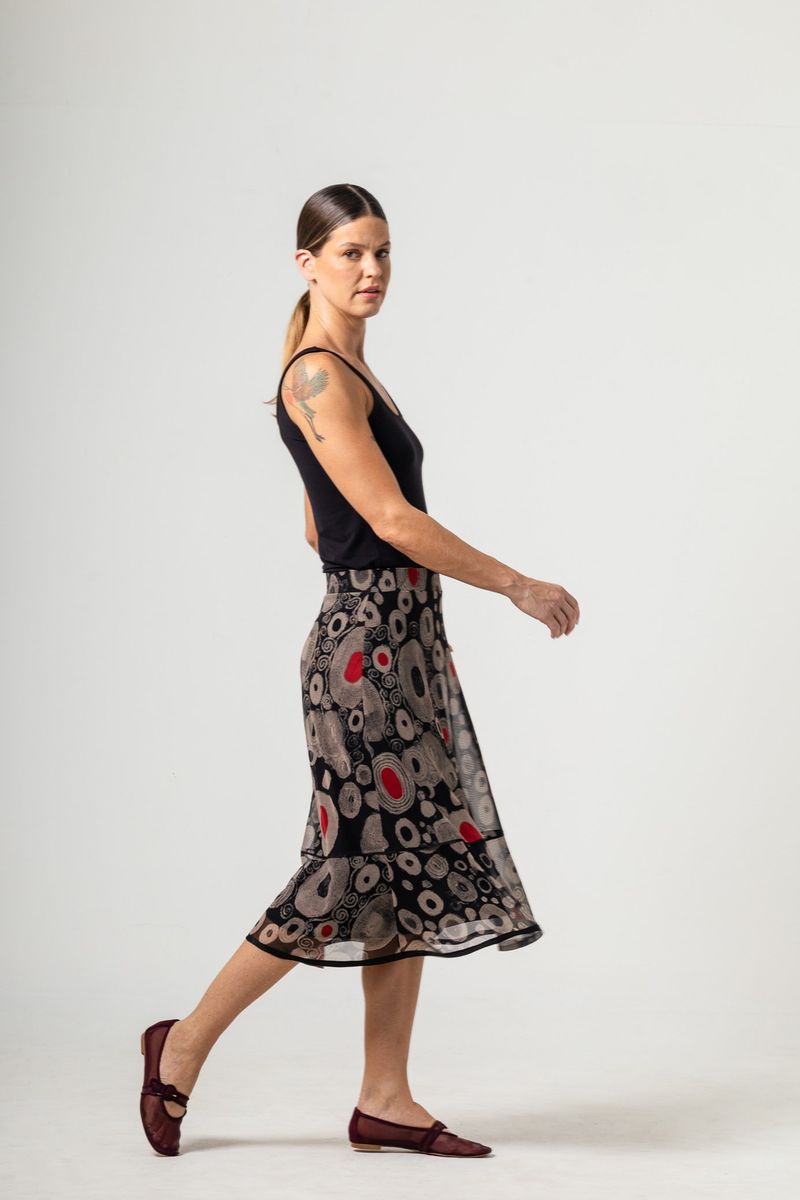 Saia Midi de tule Klimt Moma Poa Black