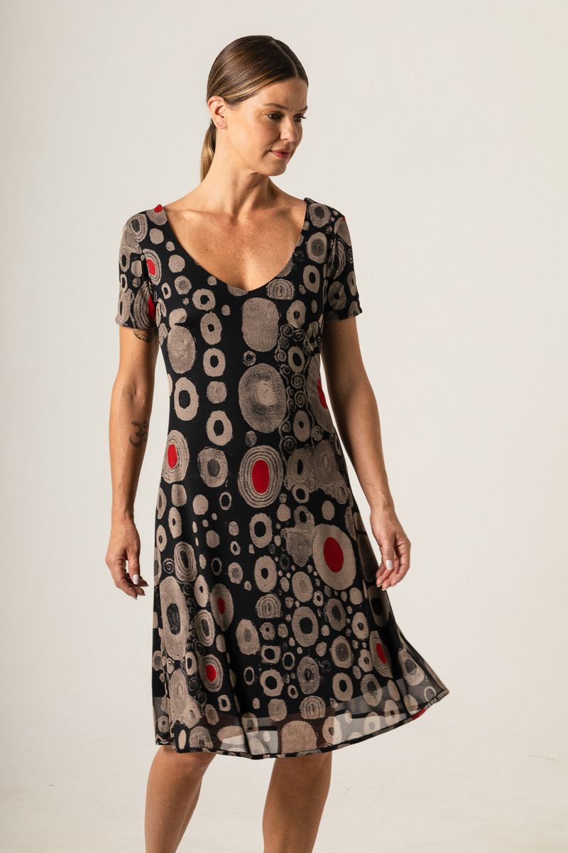 Vestido curto tule decote V Klimt Moma Poa