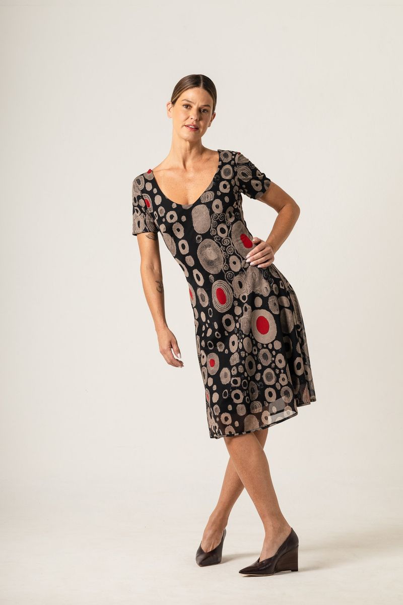 Vestido curto tule decote V Klimt Moma Poa