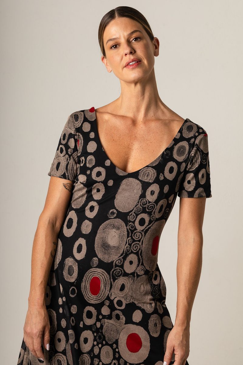 Vestido curto tule decote V Klimt Moma Poa