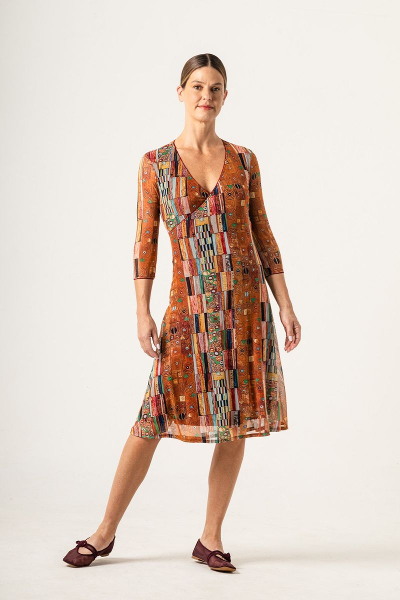 Vestido Curto de Tule Transpasse Klimt Golden Knight