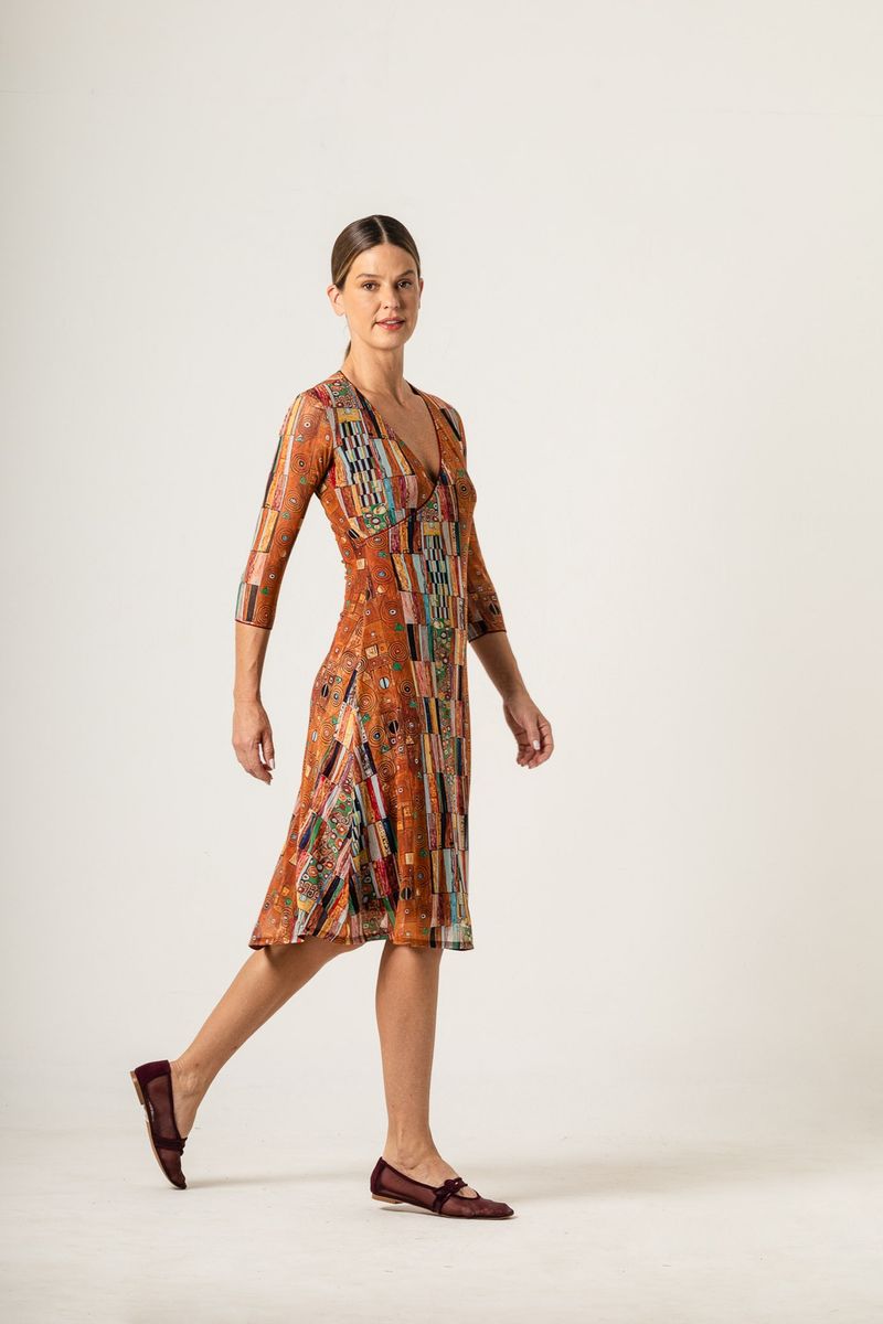 Vestido Curto de Tule Transpasse Klimt Golden Knight