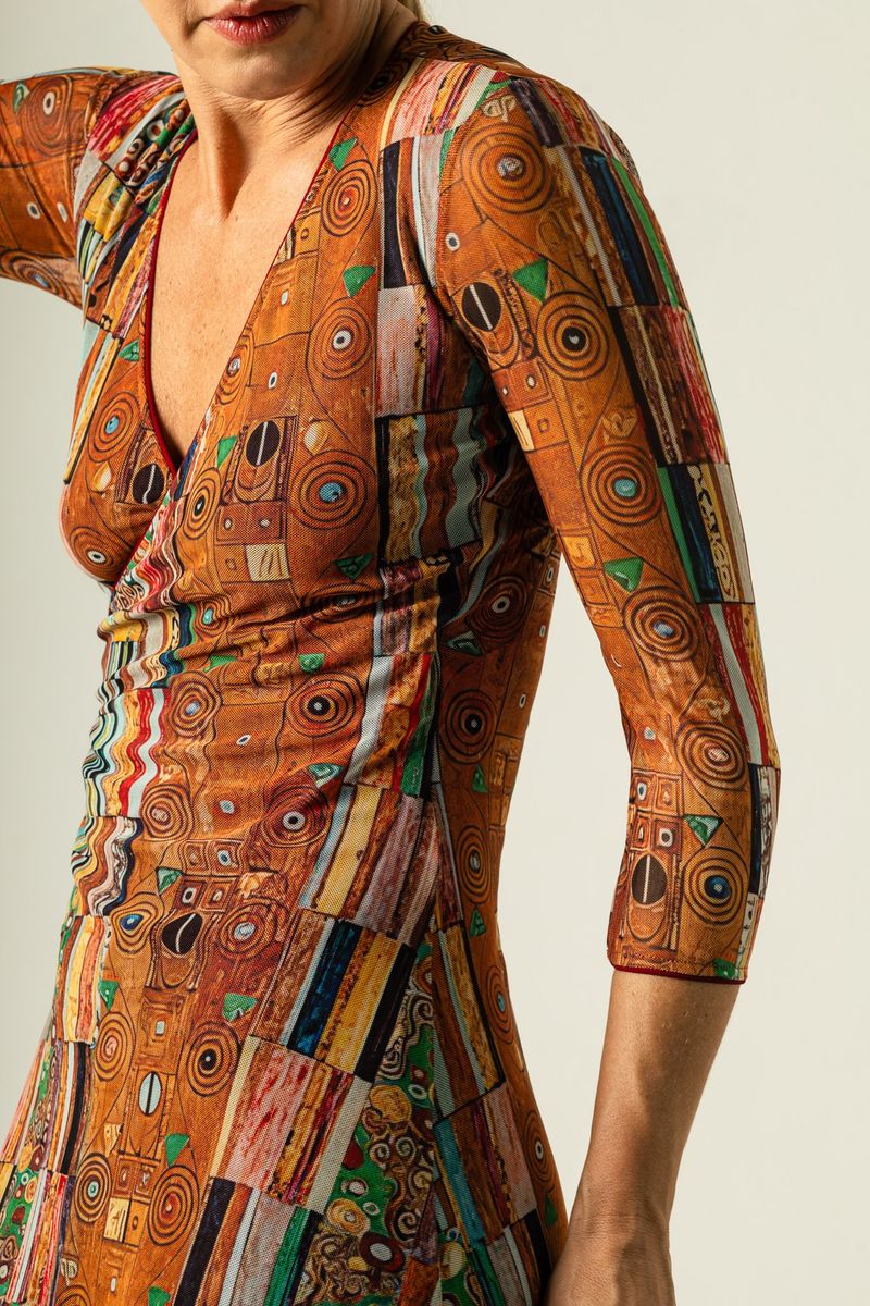 Vestido Curto de Tule Transpasse Klimt Golden Knight