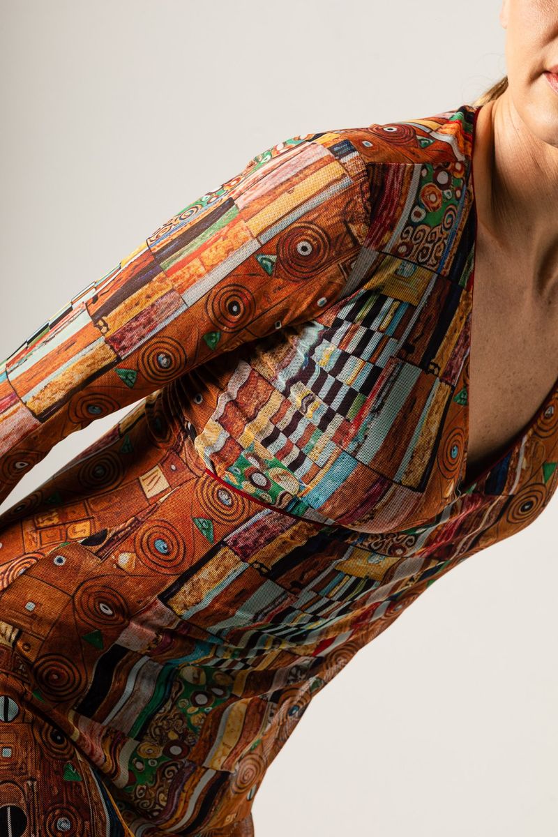 Vestido Curto de Tule Transpasse Klimt Golden Knight