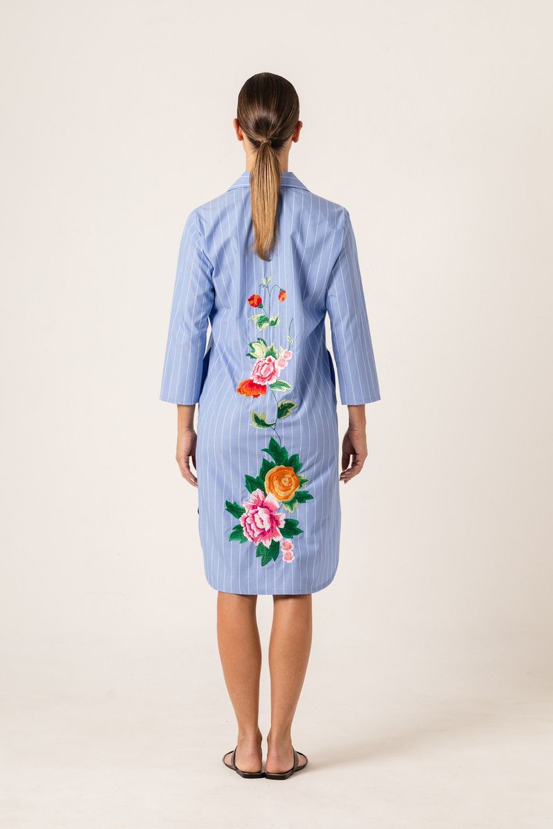 Vestido Curto Chemise Listrado