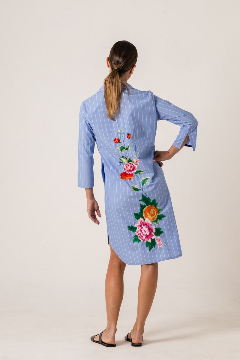 Vestido Curto Chemise Listrado