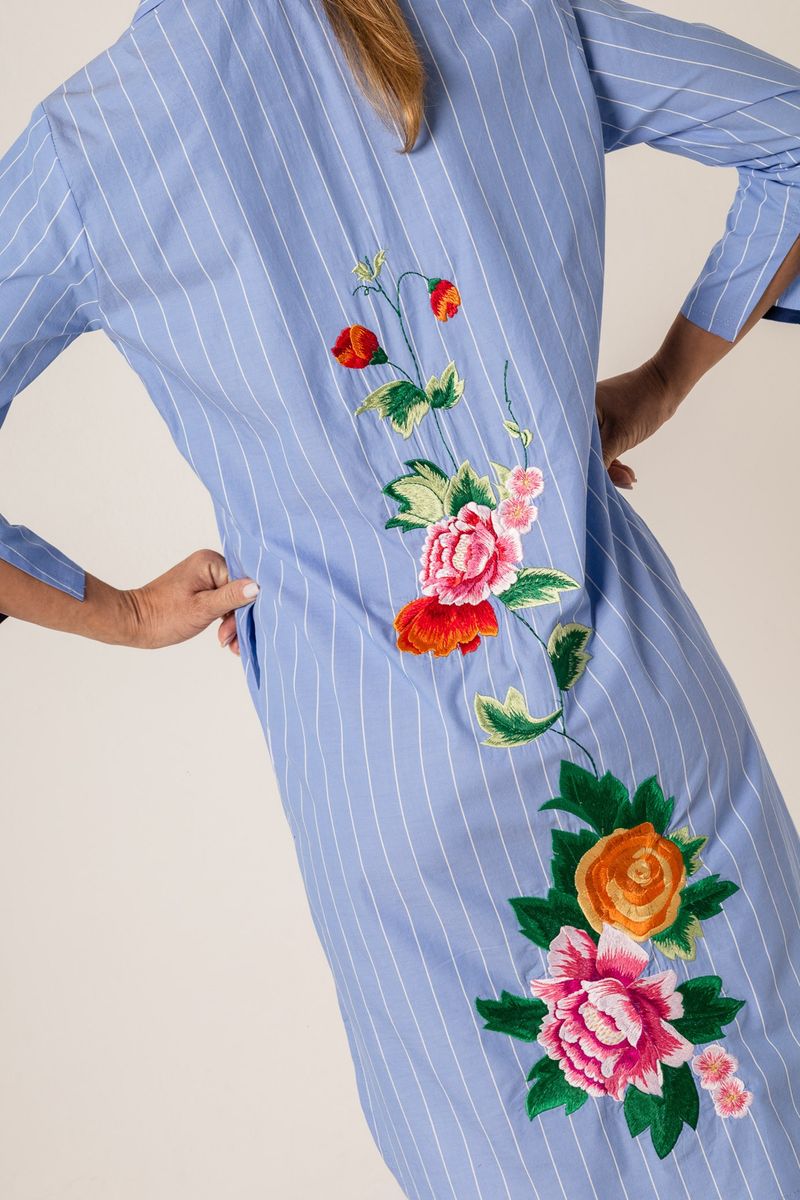 Vestido Curto Chemise Listrado