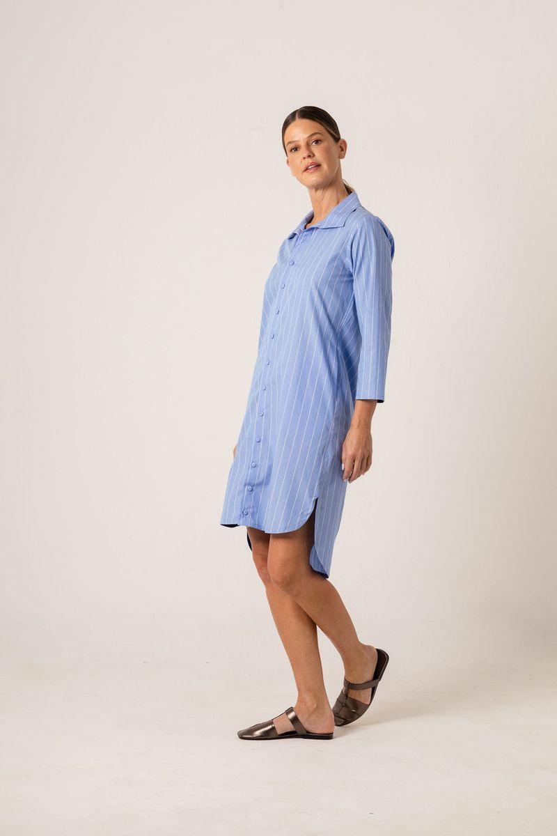 Vestido Curto Chemise Listrado
