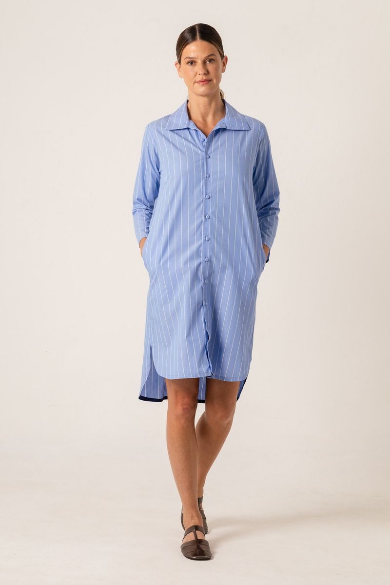 Vestido Curto Chemise Listrado