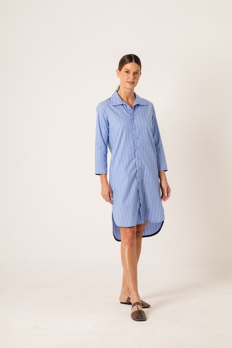 Vestido Curto Chemise Listrado