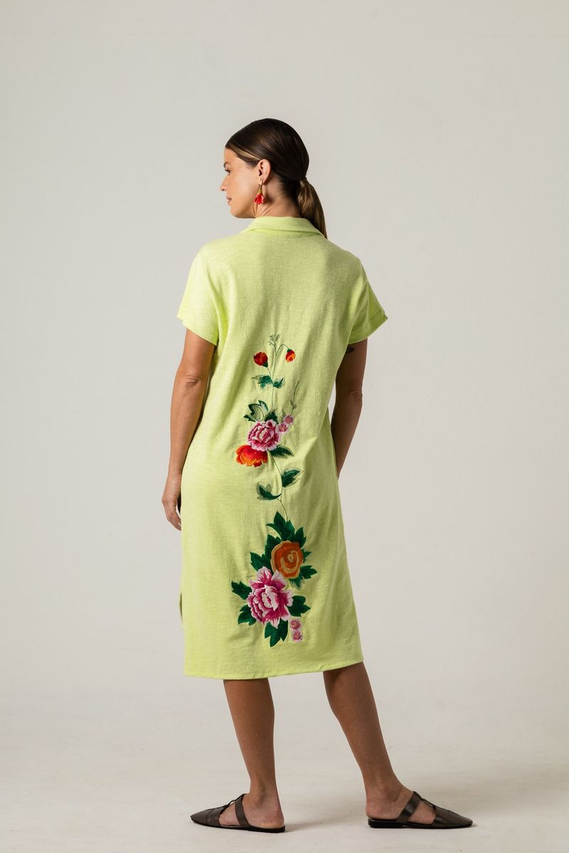 Vestido Curto Chemise Com bordados