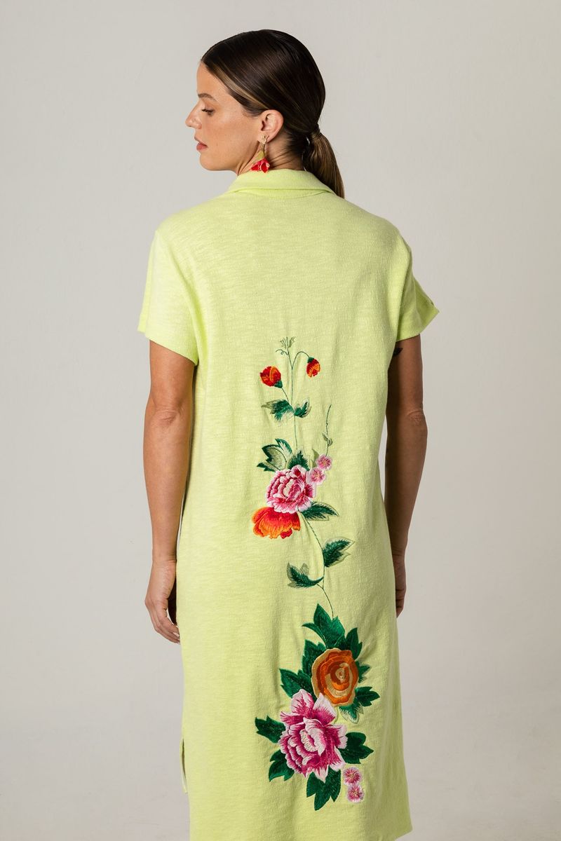 Vestido Curto Chemise Com bordados