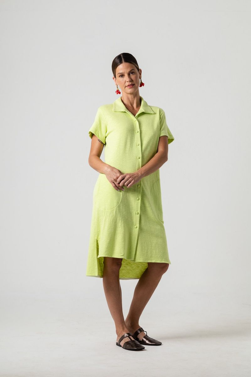 Vestido Curto Chemise Com bordados