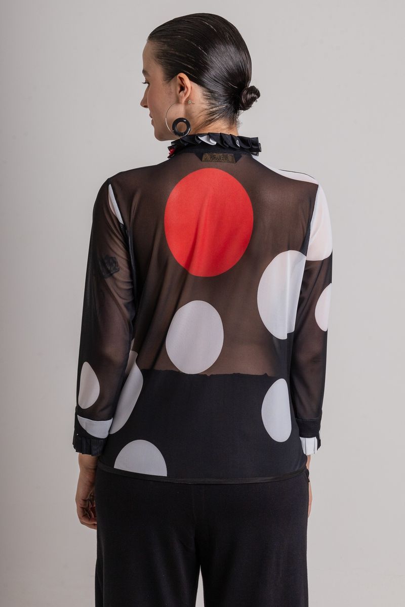 Camisa Tule Frufru Oval Invertido P&B  