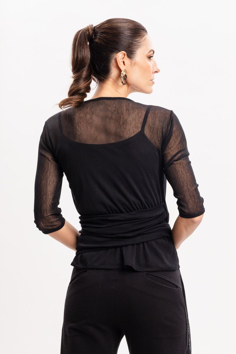 Blusa Cachecoeur Preta em Tule