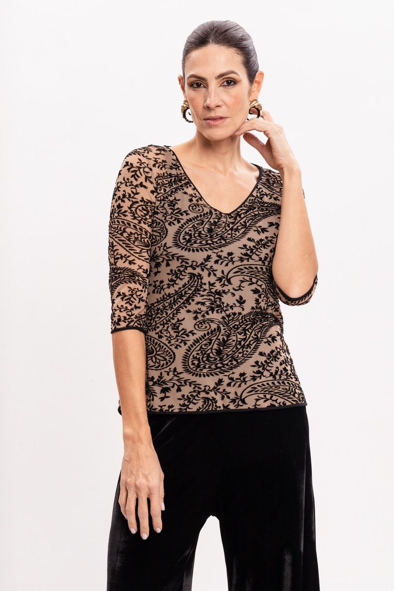 Blusa de Tule Devorê Caxemira