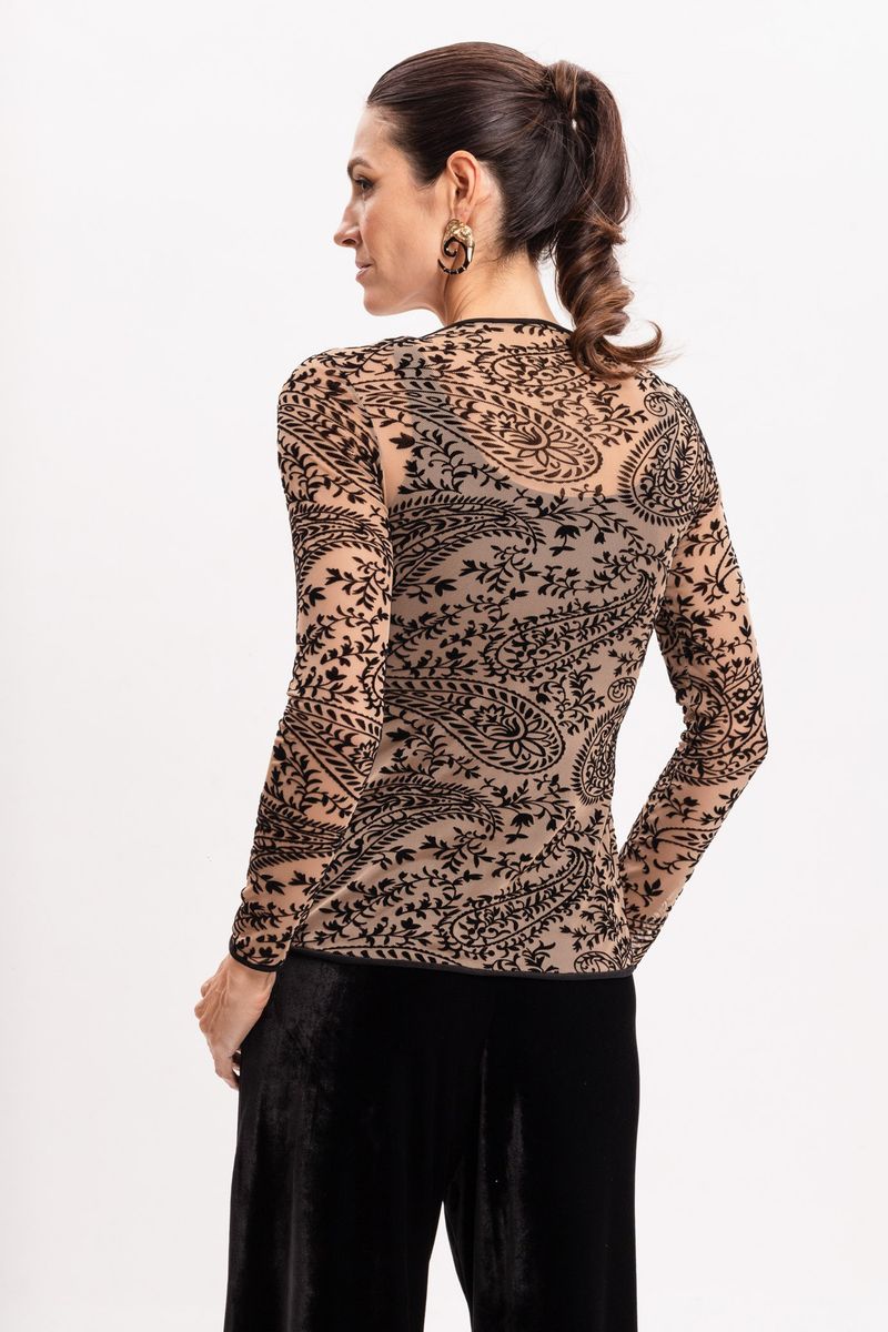 Blusa de Tule Devorê Caxemira