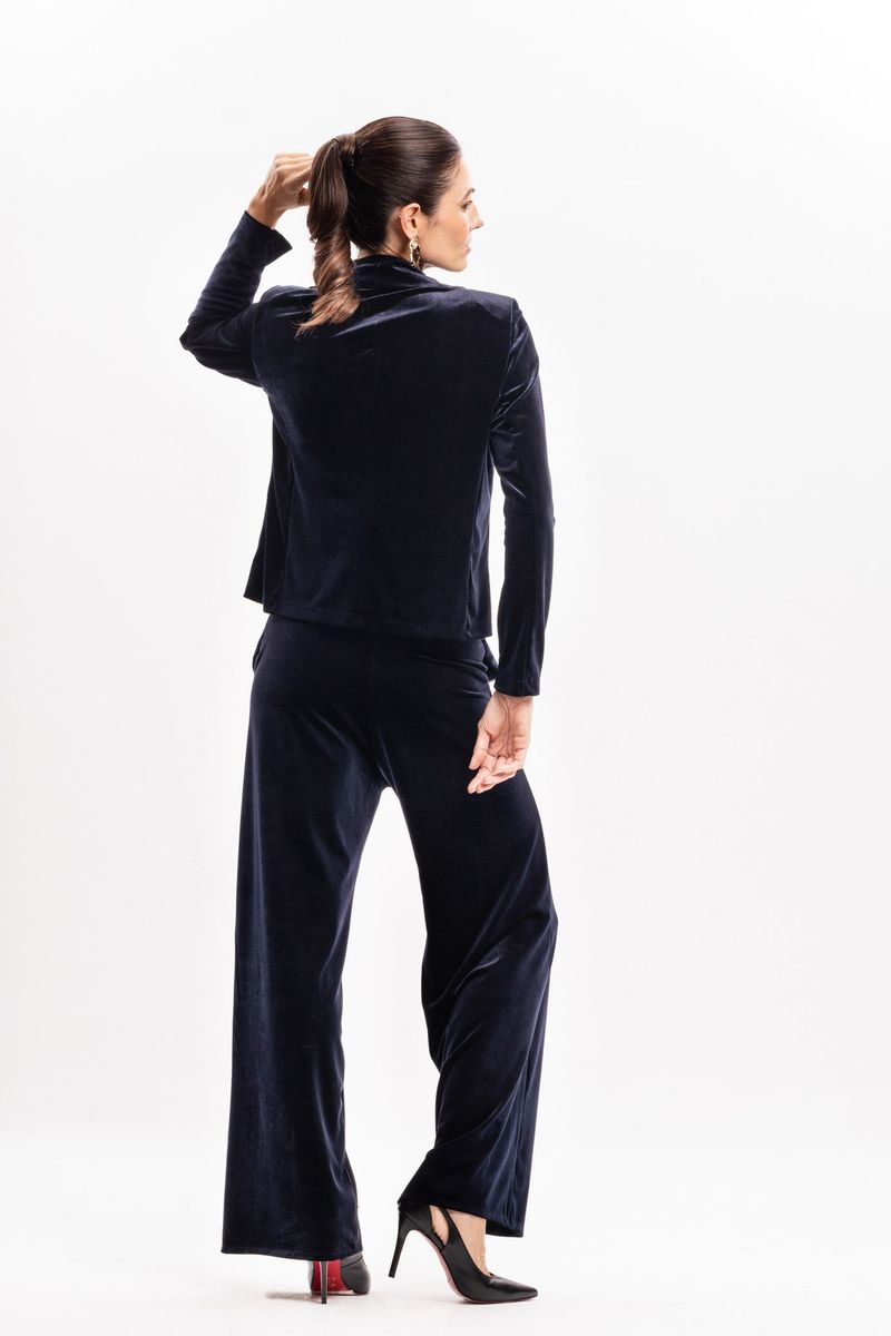 Calça Pantalona em Veludo Azul