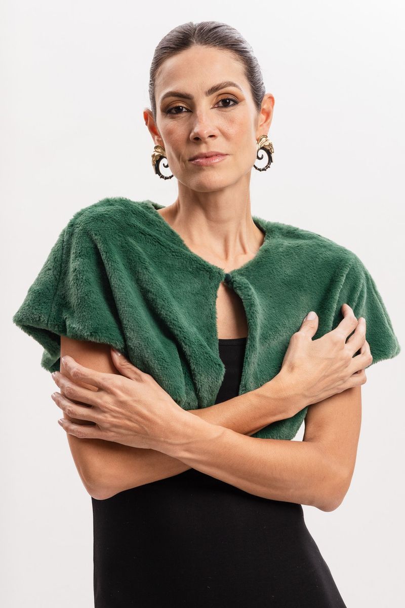 Pelerine Curta Verde com Pelinho