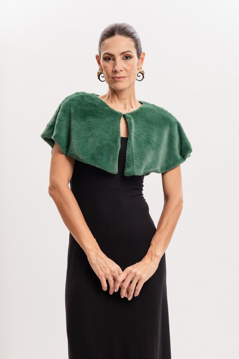 Pelerine Curta Verde com Pelinho