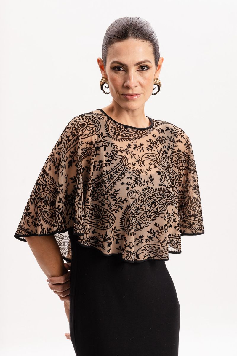 Bolero em Tule Flocado Caxemira