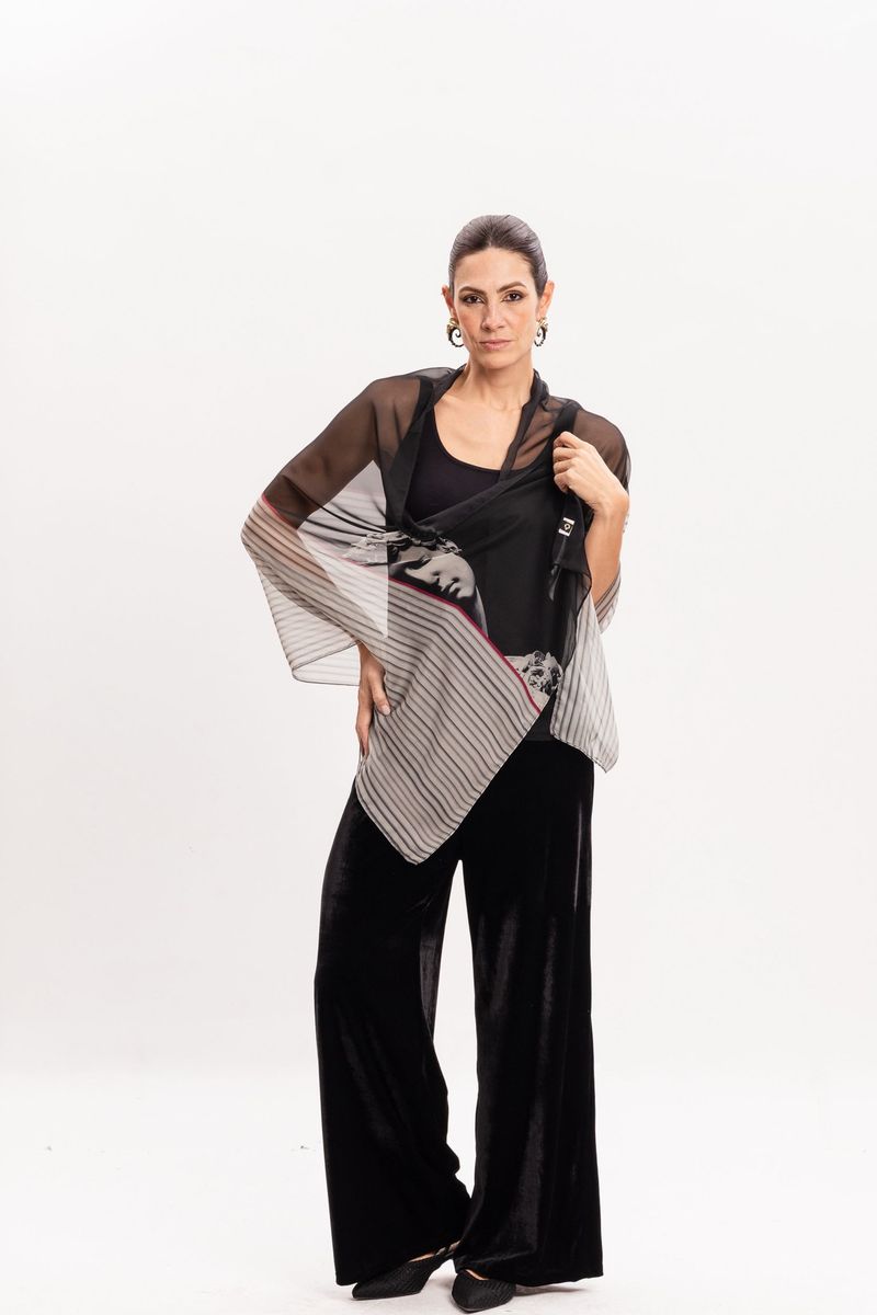 Xale em Tule Estampa Greco David