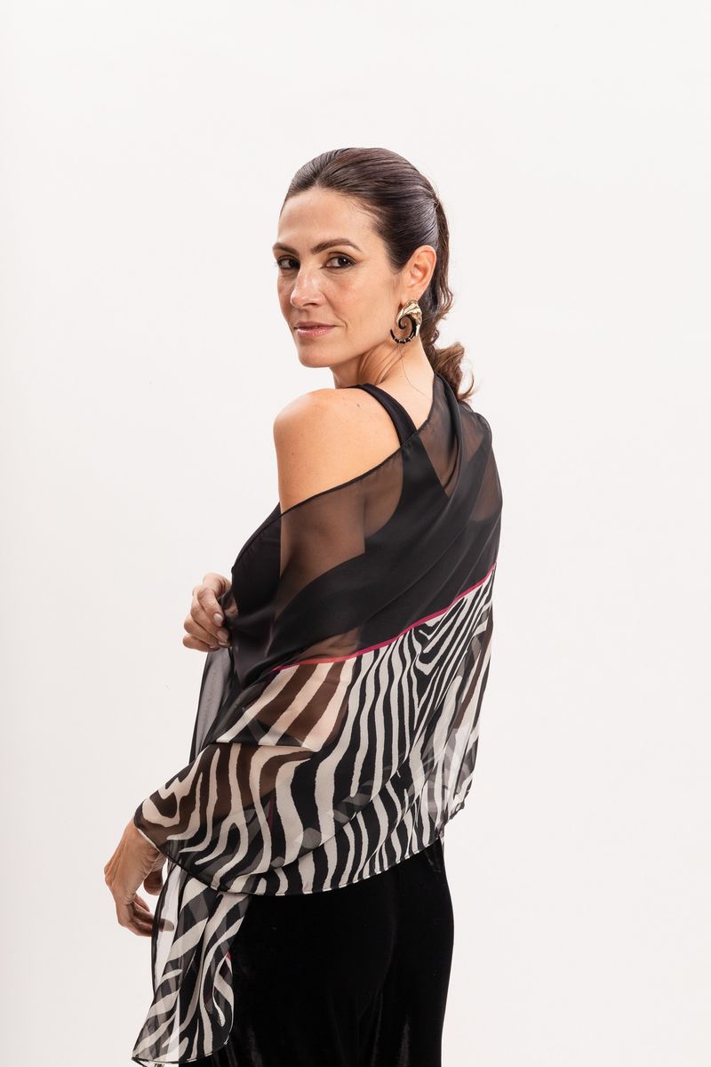 Xale em Tule Listras Zebrada