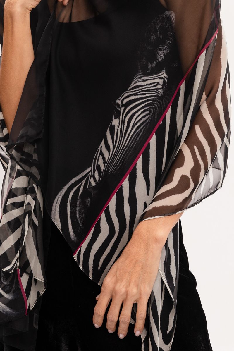 Xale em Tule Listras Zebrada