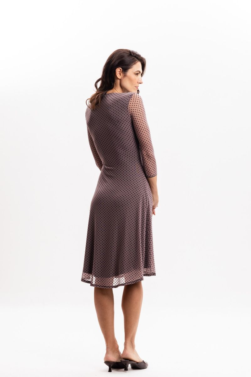 Vestido Curto Transpassado em Tule Poá