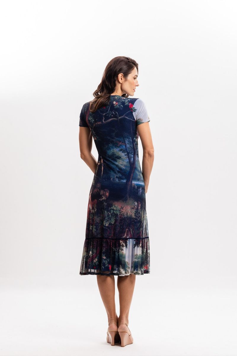 Vestido Transpassado em Tule Jan Brueghel The Garden