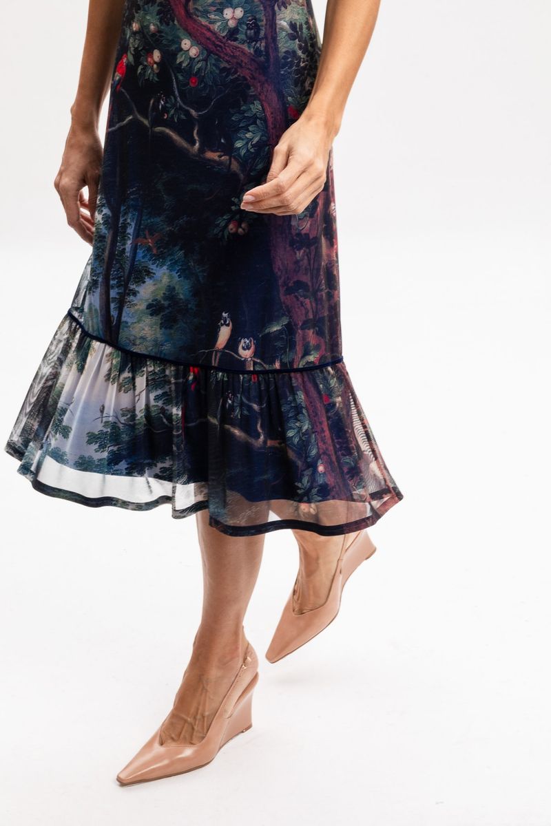 Vestido Transpassado em Tule Jan Brueghel The Garden
