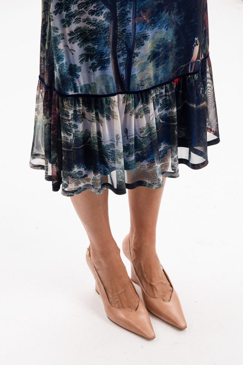 Vestido Transpassado em Tule Jan Brueghel The Garden