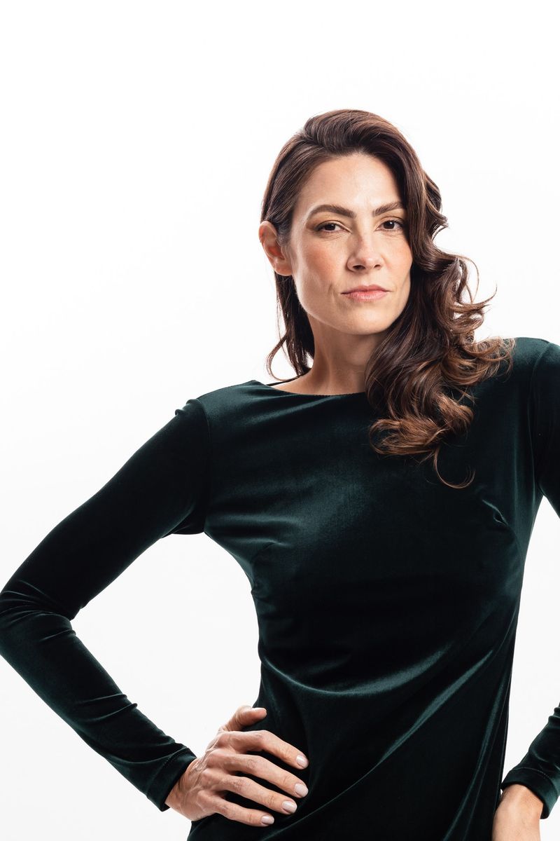 Vestido Longo em Veludo Verde