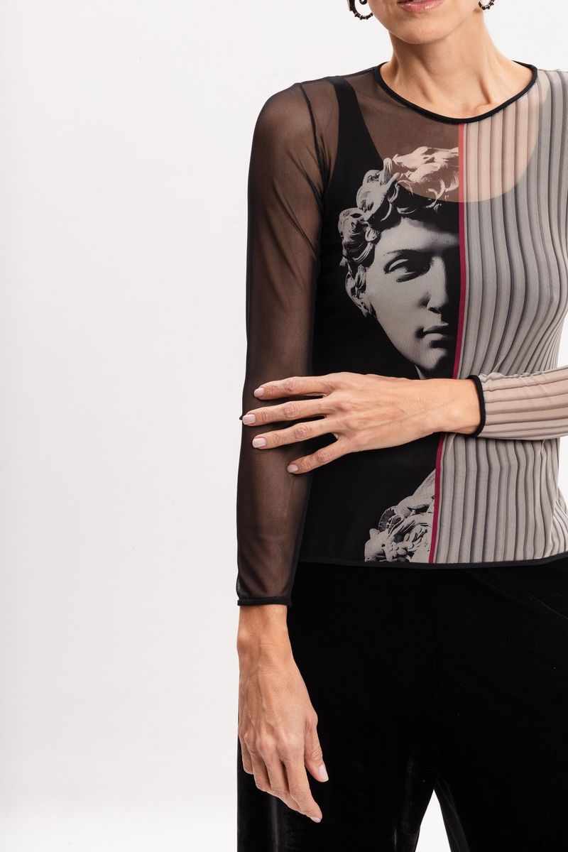 Blusa Segunda Pele em Tule Greco David