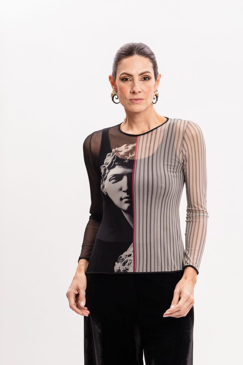 Blusa Segunda Pele em Tule Greco David