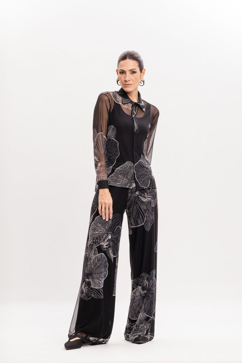 Camisa em Tule Orquídea Negra