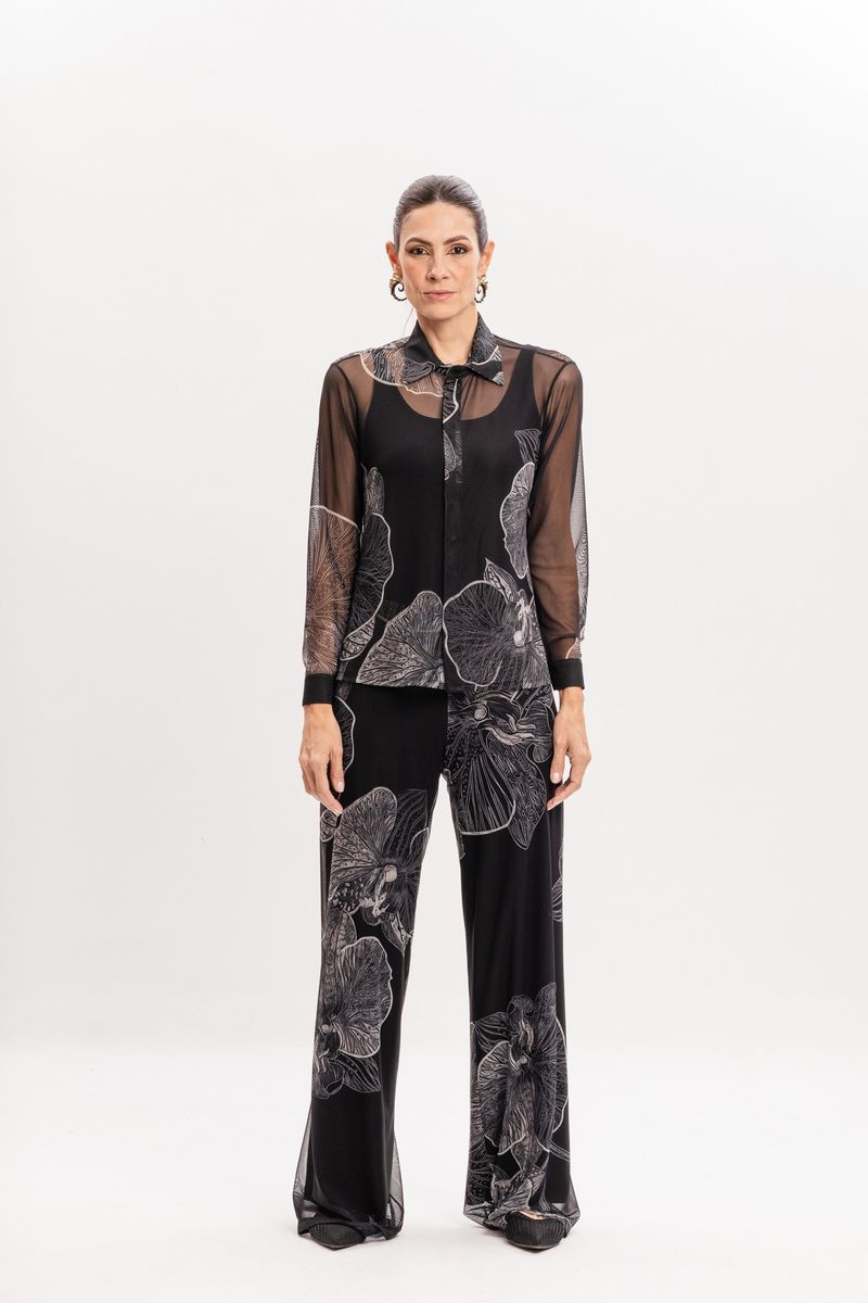 Camisa em Tule Orquídea Negra