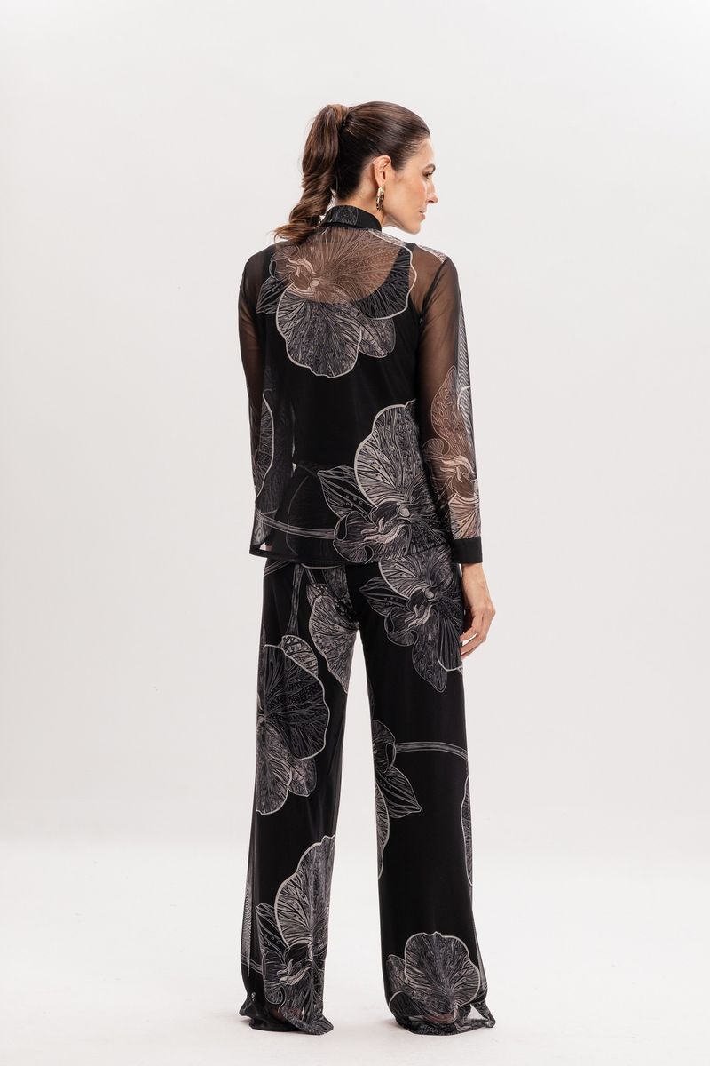 Camisa em Tule Orquídea Negra
