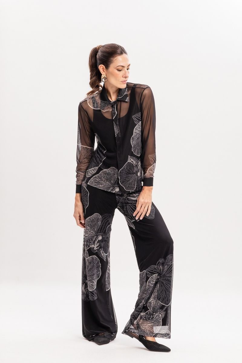 Camisa em Tule Orquídea Negra