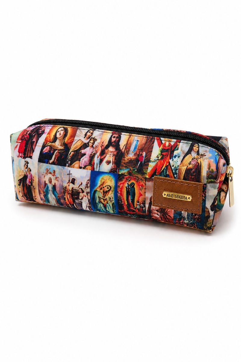 Porta-lápis Estampado Santinhos com Zíper